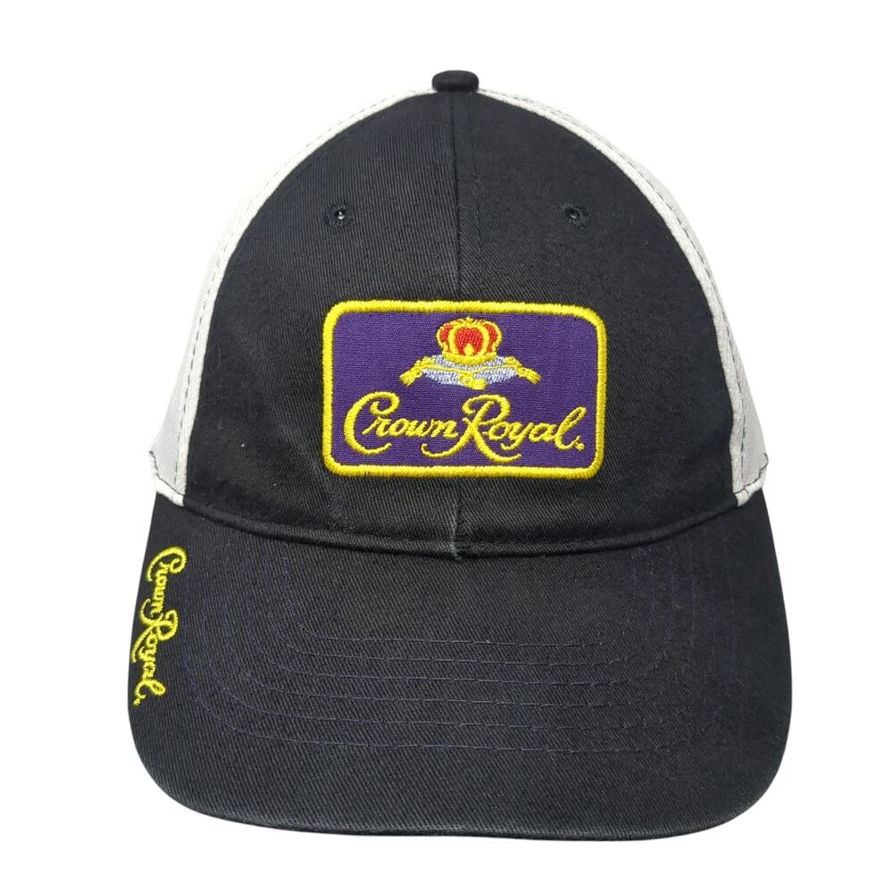 Crown Royal Strapback Baseball Cap Black OS Adjustable Embroidered Tangerine